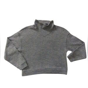 Madewell Women's Cropped Mock Neck Textured Stripe Grungecore Sweater size Small